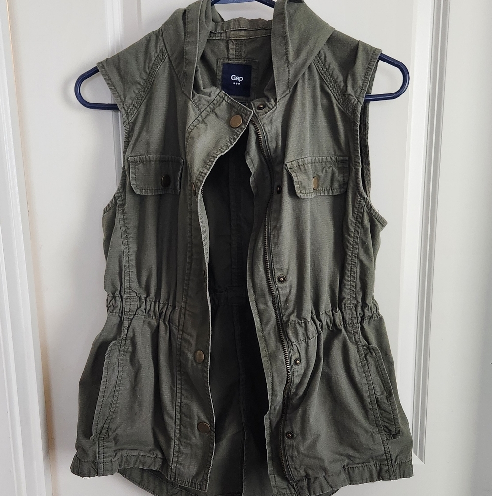 Gap Olive Utility Vest with Hood